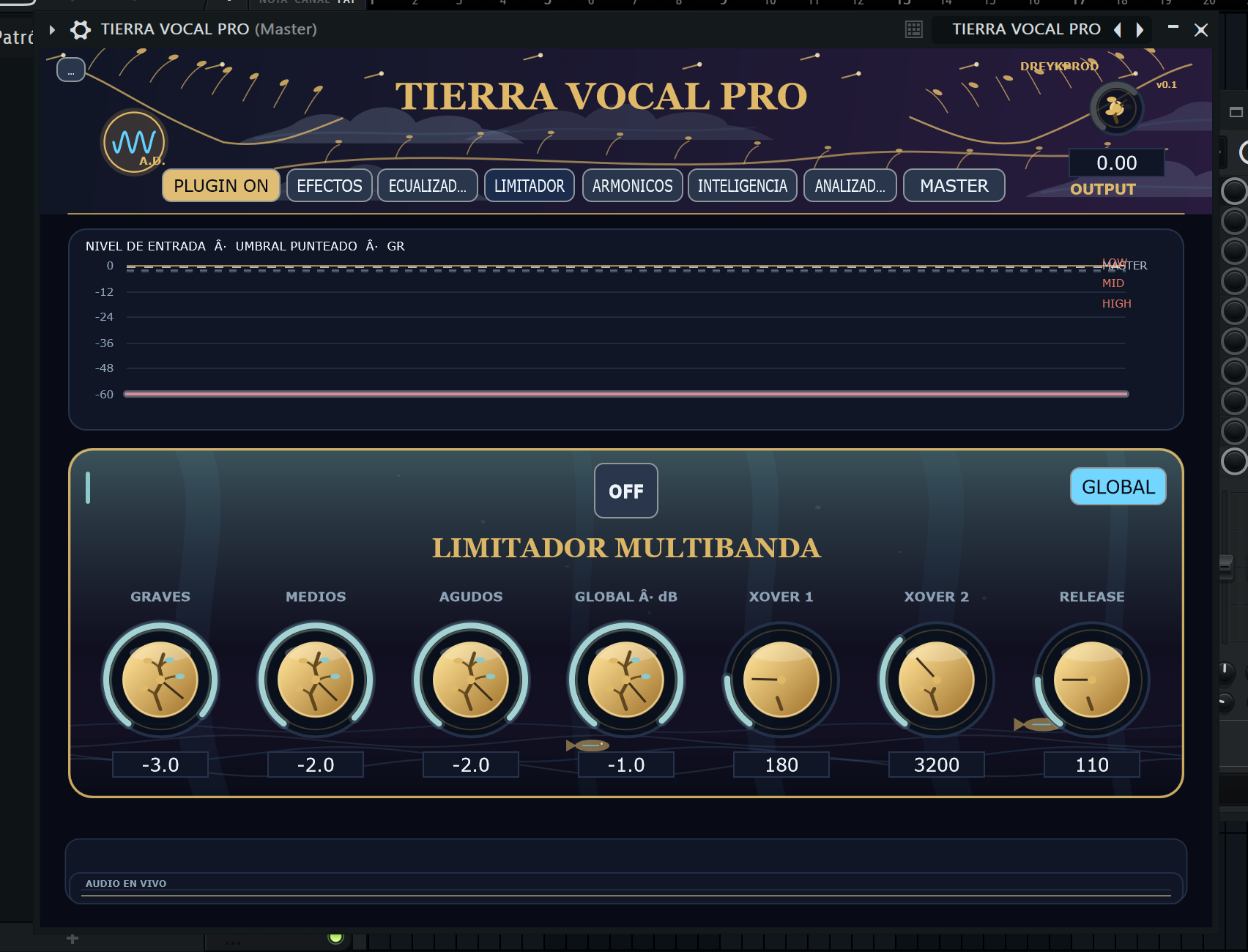 Compresión y limitador en TIERRA VOCAL PRO